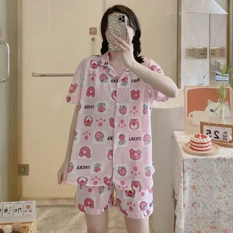 Women’s Disney Stitch Pajama Set – Cute Summer Striped Sleepwear