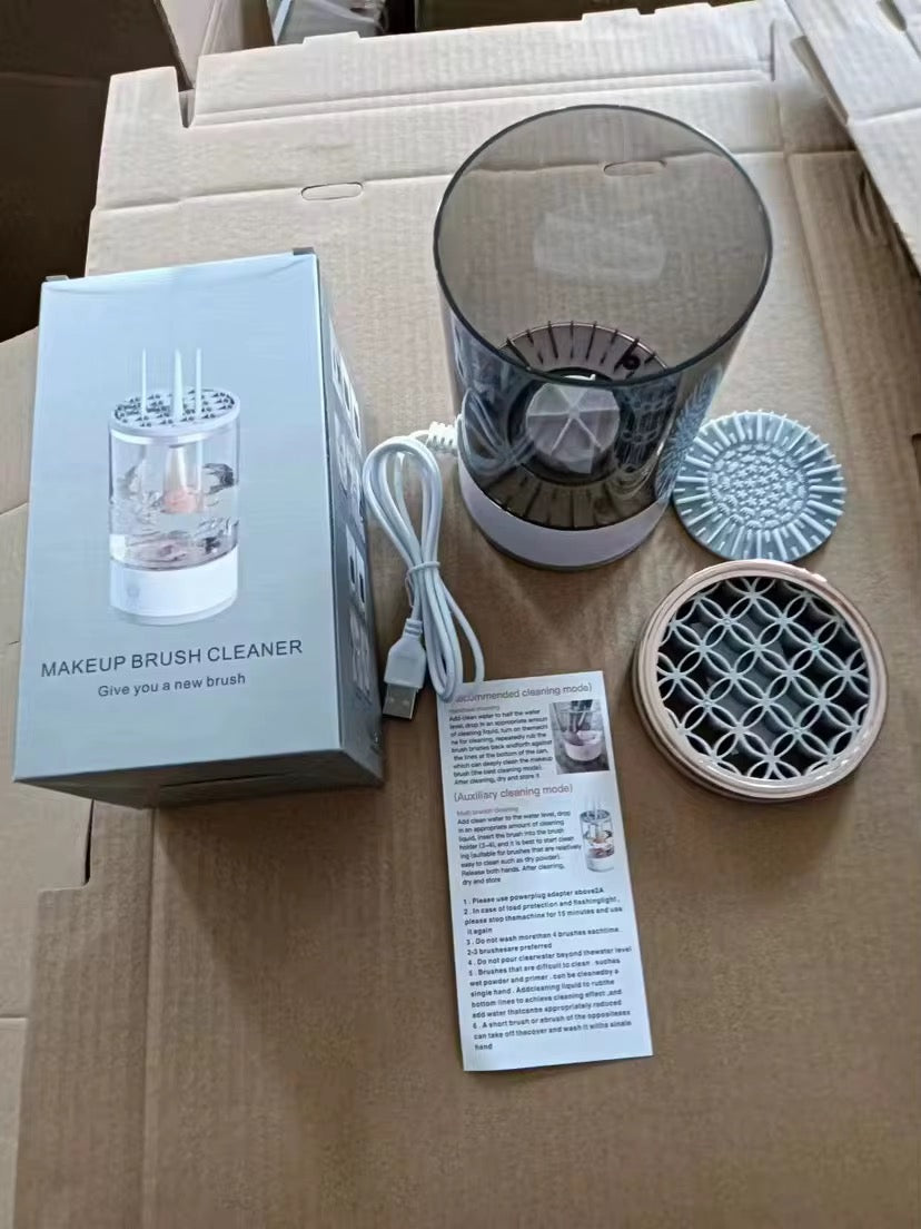 Portable automatic makeup brush cleaner machine